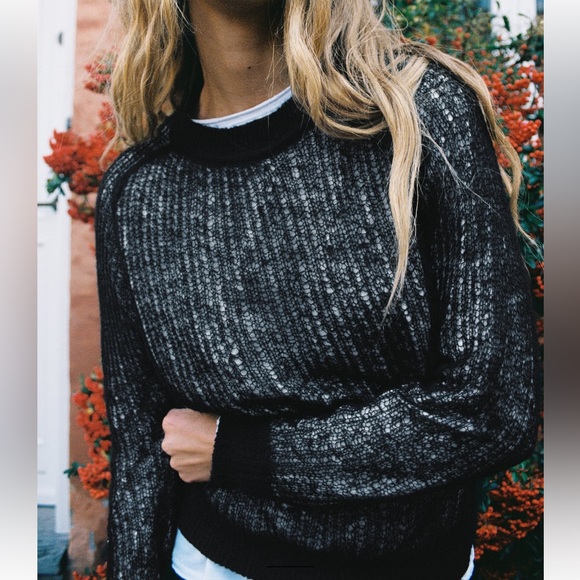 NWT Zara Black Open Knit Sweater - Picture 3 of 15